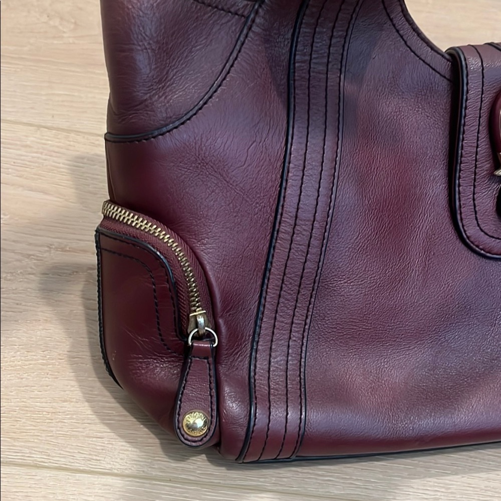 Etienne Aigner Burgundy Leather Shoulder Bag with Gold Hardware - Picture 4 of 16